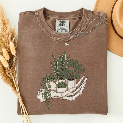 Skeleton Hand Cradling Potted Plants T-shirt