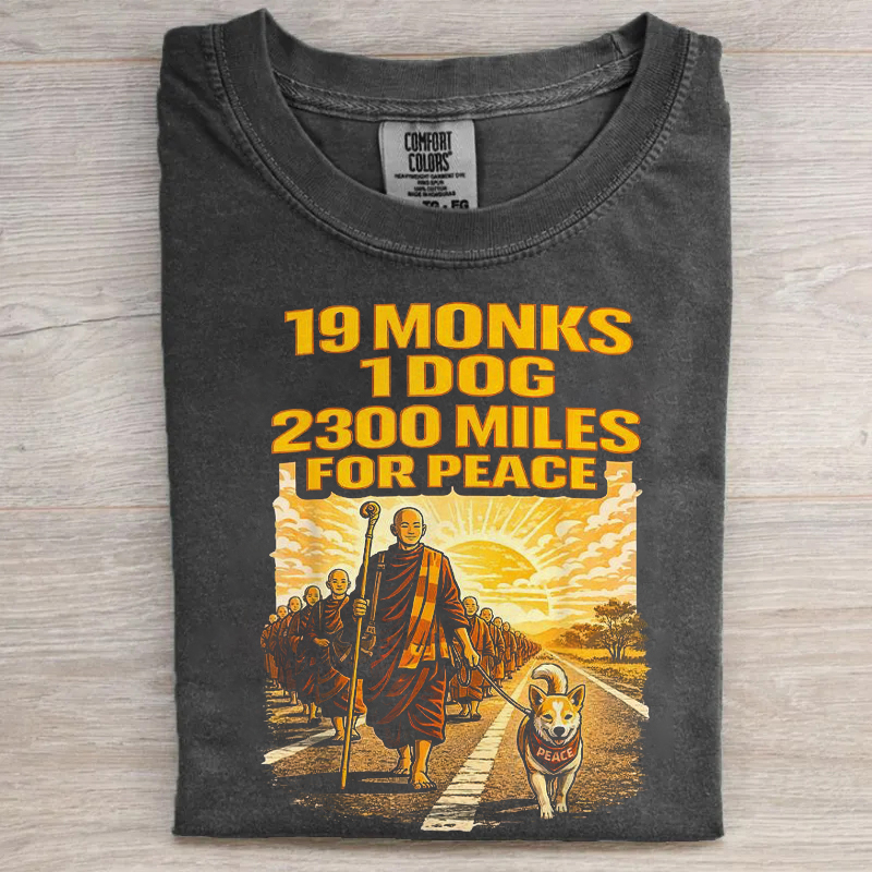 19 Monks 1 Dog 2300 Miles For Peace T-shirt