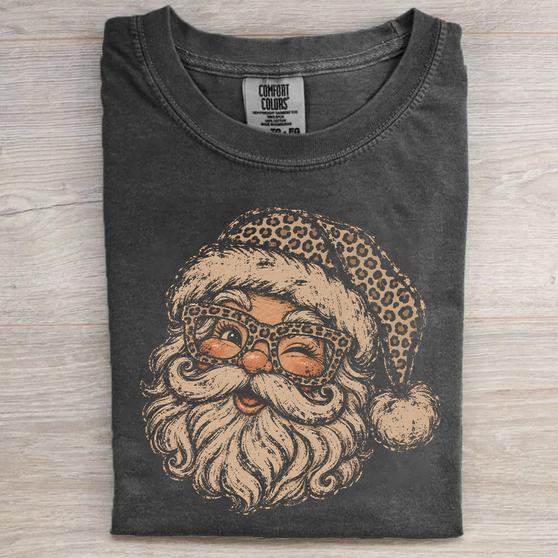 Cute Leopard Santa Merry Christmas T-shirt