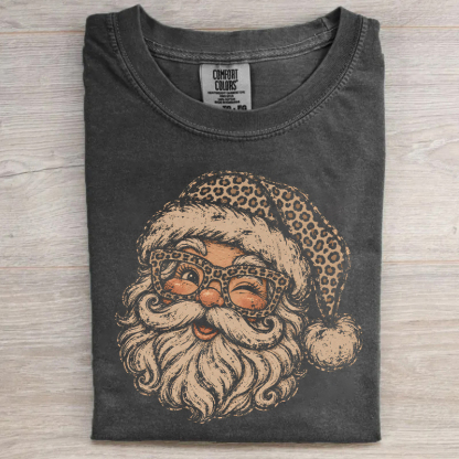 Cute Leopard Santa Merry Christmas T-shirt