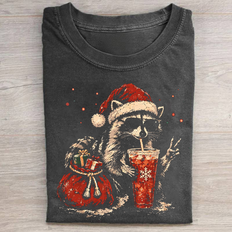 Funny Christmas Raccoon T-shirt