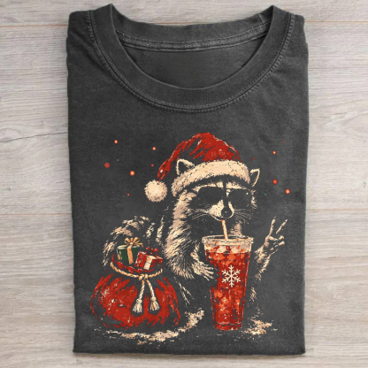 Funny Christmas Raccoon T-shirt