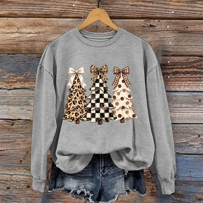 Leopard Checkered Polka Christmas Tree Sweatshirt