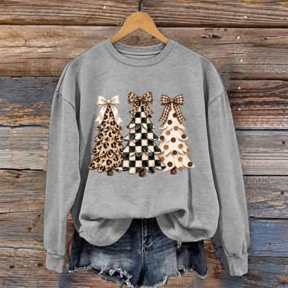 Leopard Checkered Polka Christmas Tree Sweatshirt