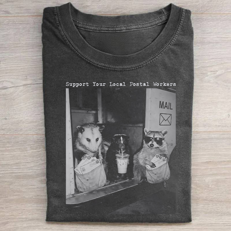 Support Your Local Postal Workers Raccoon T-shirt