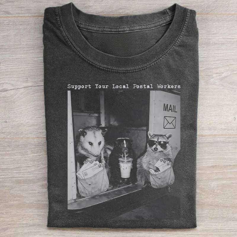 Support Your Local Postal Workers Raccoon T-shirt