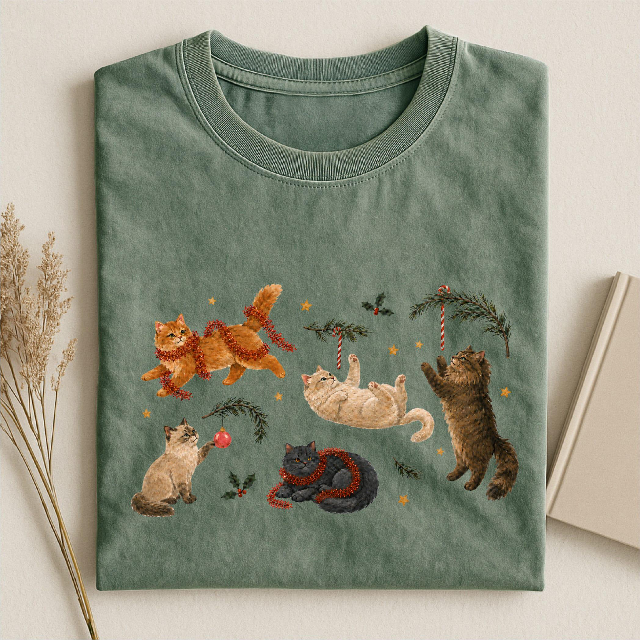 Cute Christmas Cat T-shirt