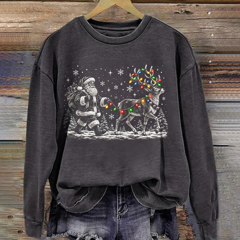 Santa Claus And Christmas Light Sweatshirt