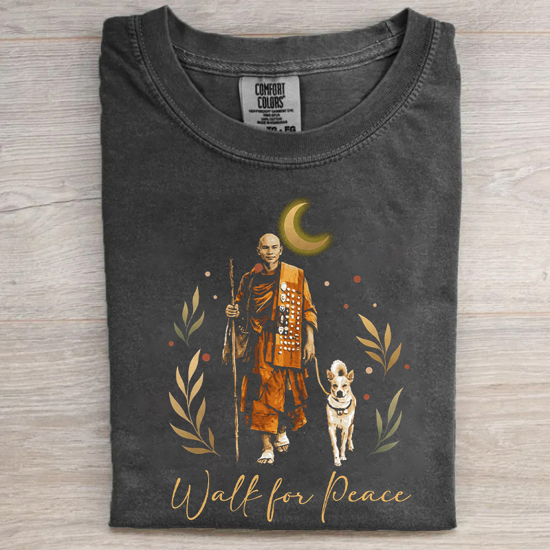 Walk For Peace Walking Monk & Aloka Dog T-shirt