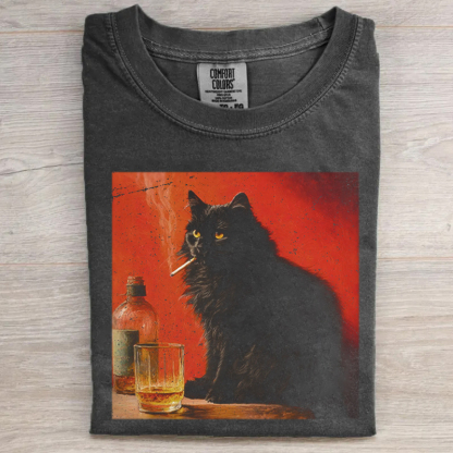 Smoking Black Cat T-shirt