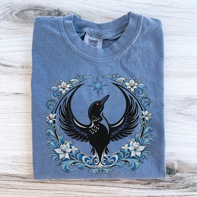 Floral Minnesota Loon Bird T-shirt