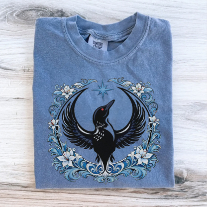 Floral Minnesota Loon Bird T-shirt