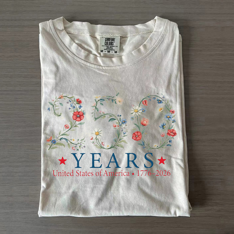 USA 250th Anniversary Floral T-shirt