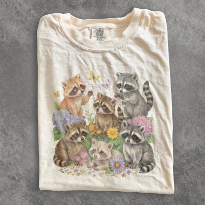 Cute Floral Raccoon Animal Lover T-shirt