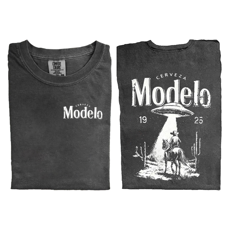 Vintage Modelo UFO Cowboy Abduction T-shirt