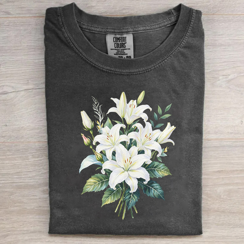 White Lily Floral Flower Lover T-shirt