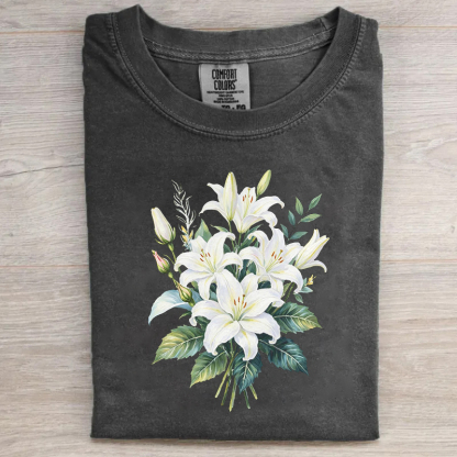 White Lily Floral Flower Lover T-shirt