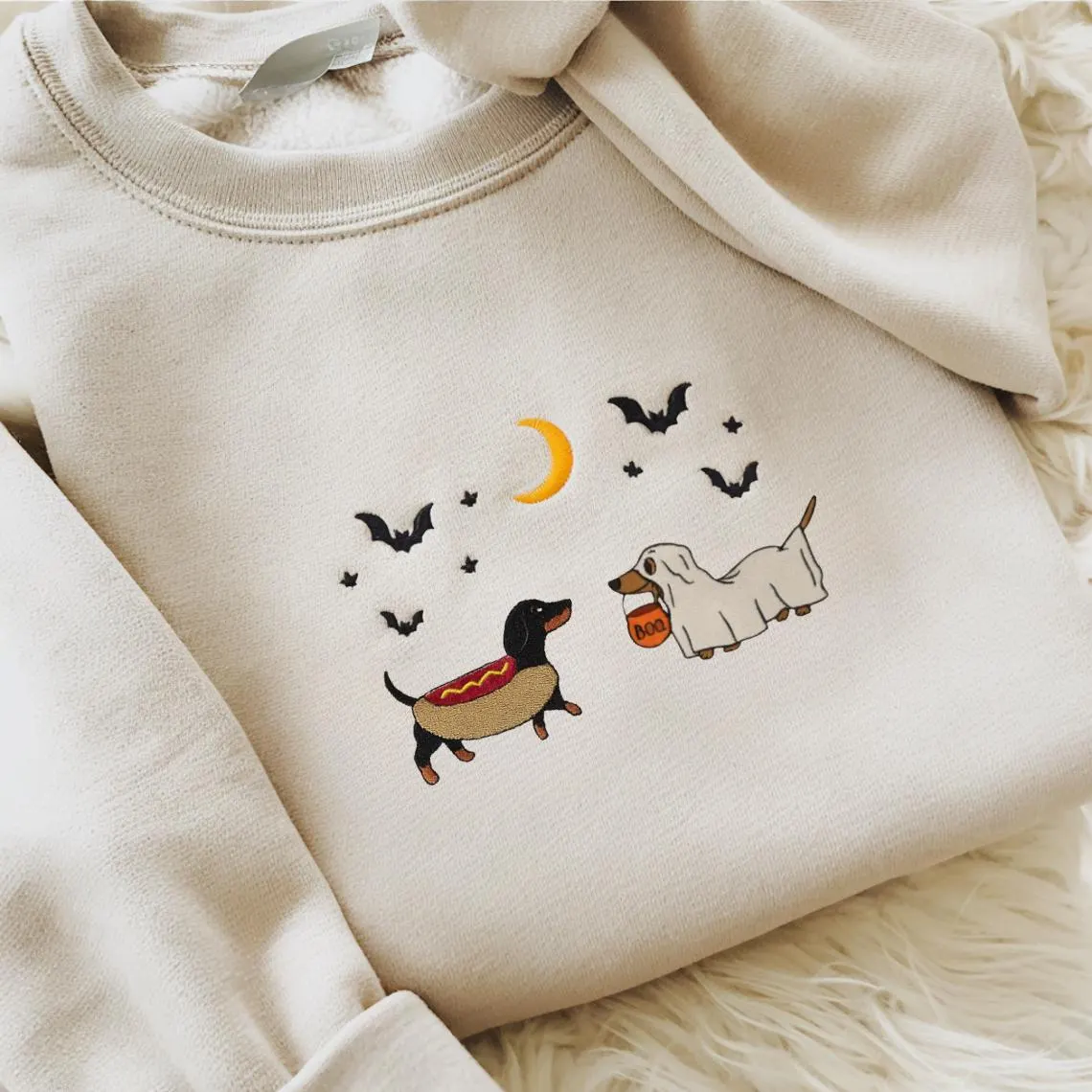 Embroidered Halloween Dachshunds Sweatshirt