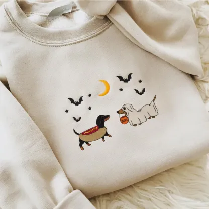 Embroidered Halloween Dachshunds Sweatshirt