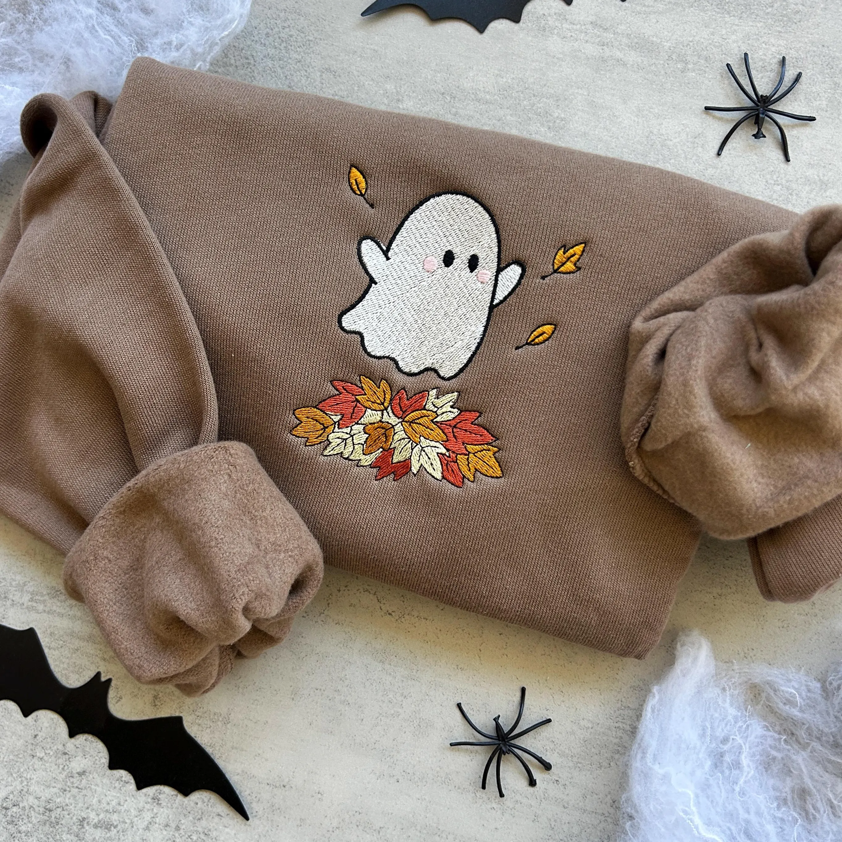 Embroidered Fall Ghost Sweatshirt