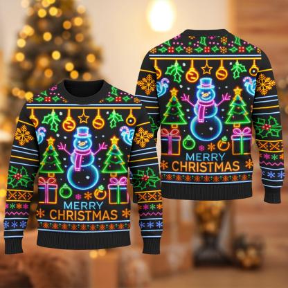 Bright Neon Lighting Ugly Christmas Sweater