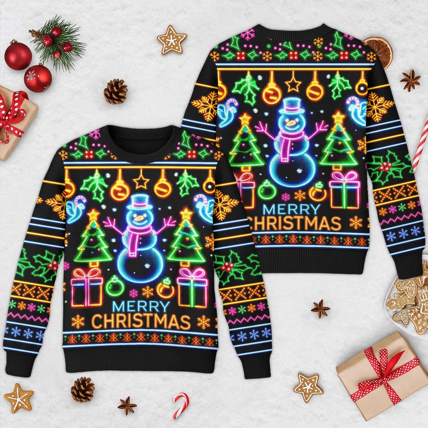 Bright Neon Lighting Ugly Christmas Sweater