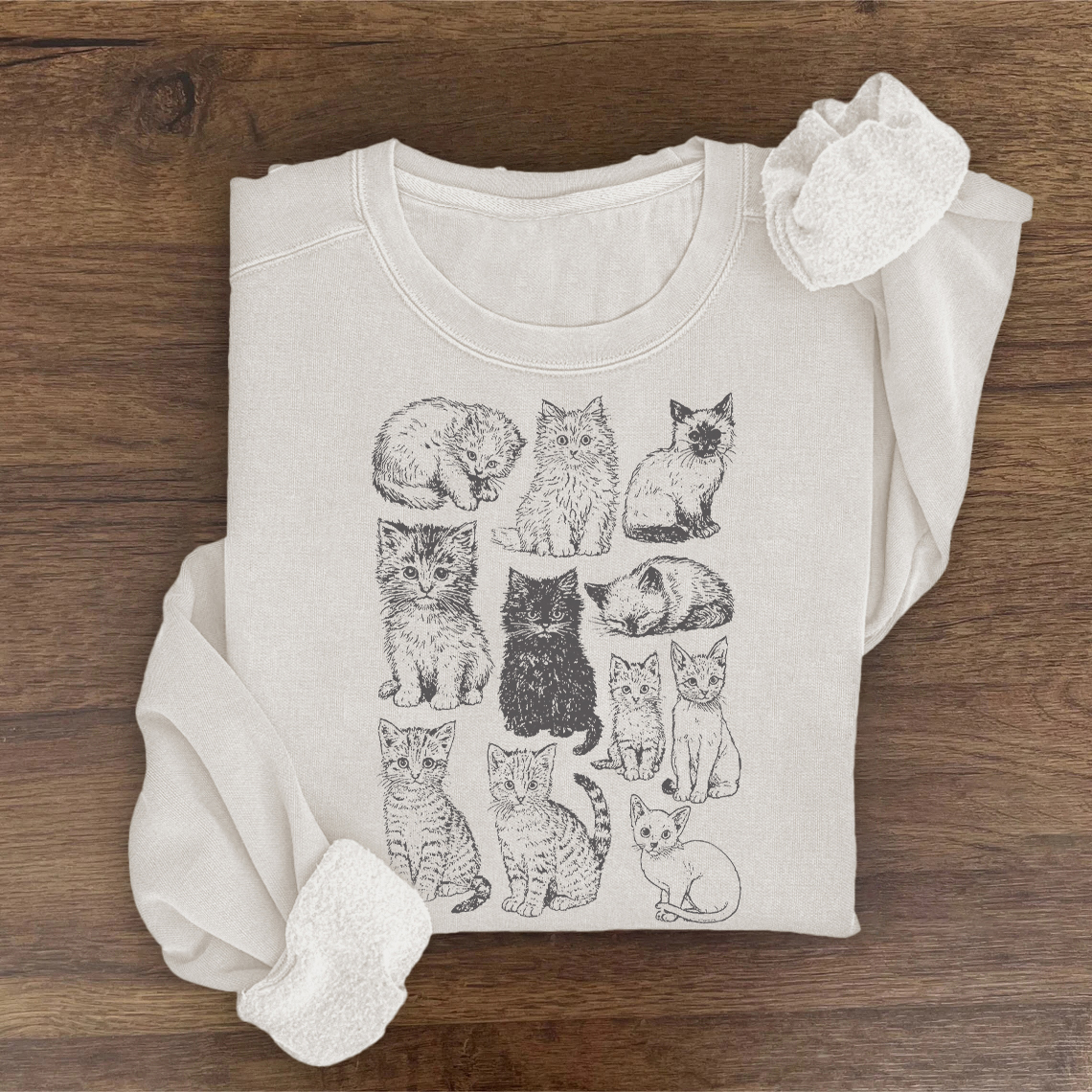 Retro 90's Style Cat Print Sweatshirt