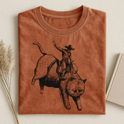 Buckin Boy Funny Cat T-shirt