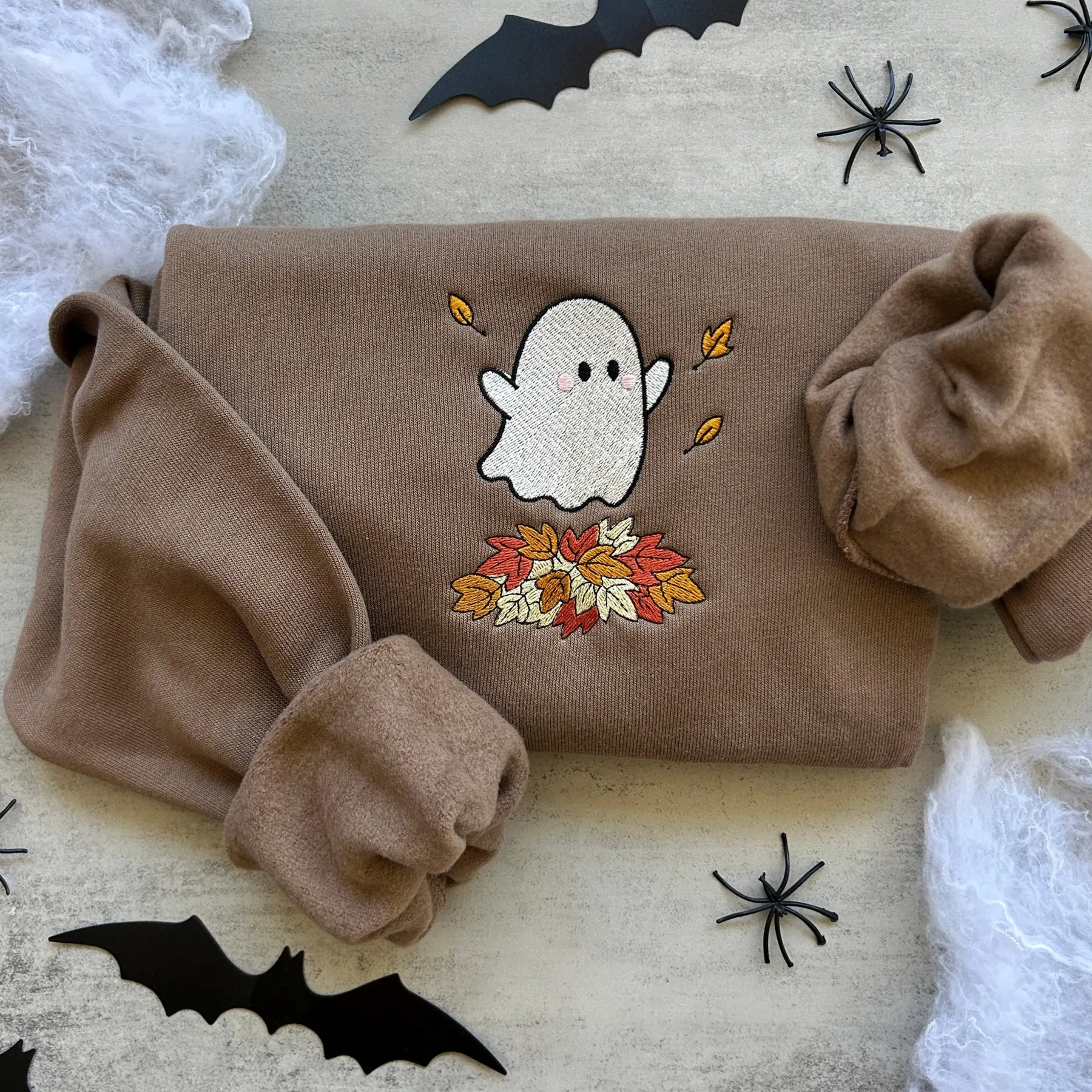 Embroidered Fall Ghost Sweatshirt