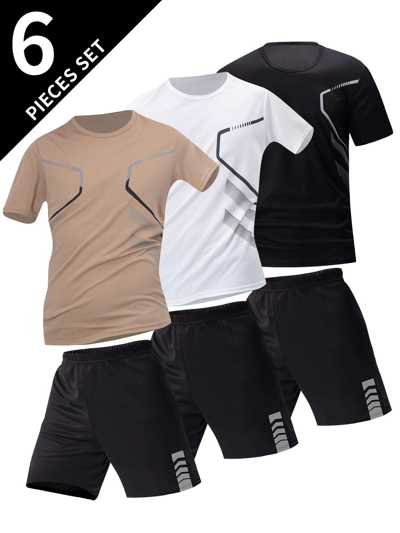 6pcs Men's Summer Short Sleeve Suit 