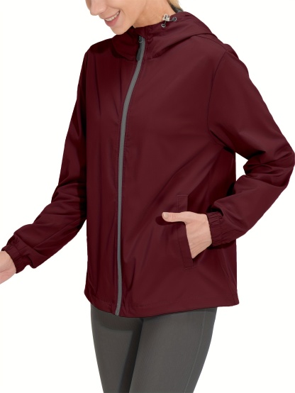 Women's Lightweight Running Windbreaker with Hood Windproof Stretch UPF50+ Jacket