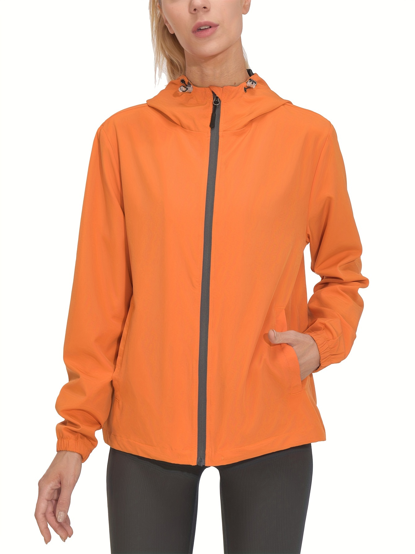 Women's Lightweight Running Windbreaker with Hood Windproof Stretch UPF50+ Jacket