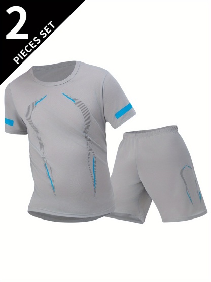 2-Pack Men' Summer Sports Short-Sleeved Suit 
