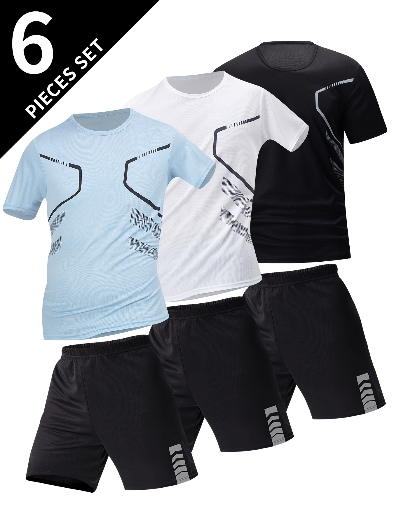 6pcs Men's Summer Short Sleeve Suit 