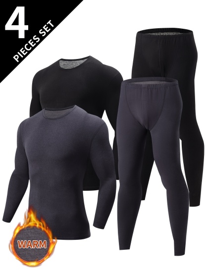4pcs Men'S Thermal Base Layer Set 