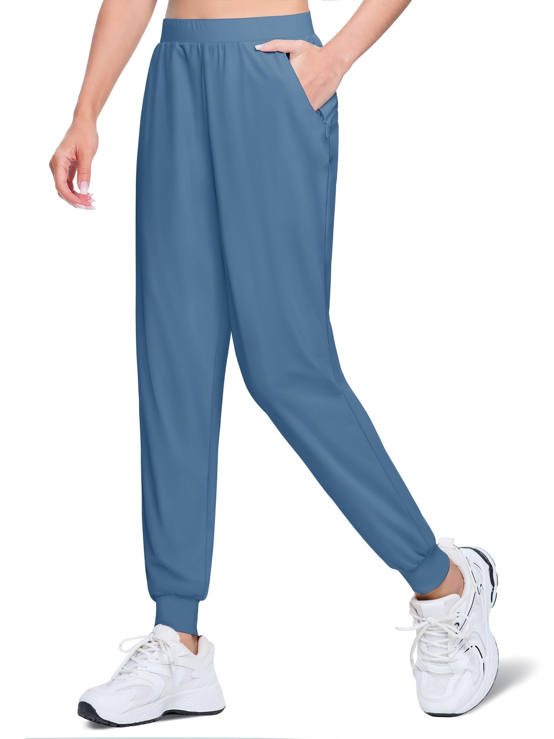 Women's High-Waisted Quick-Dry Sports Pants with 3 Zipper Pockets 