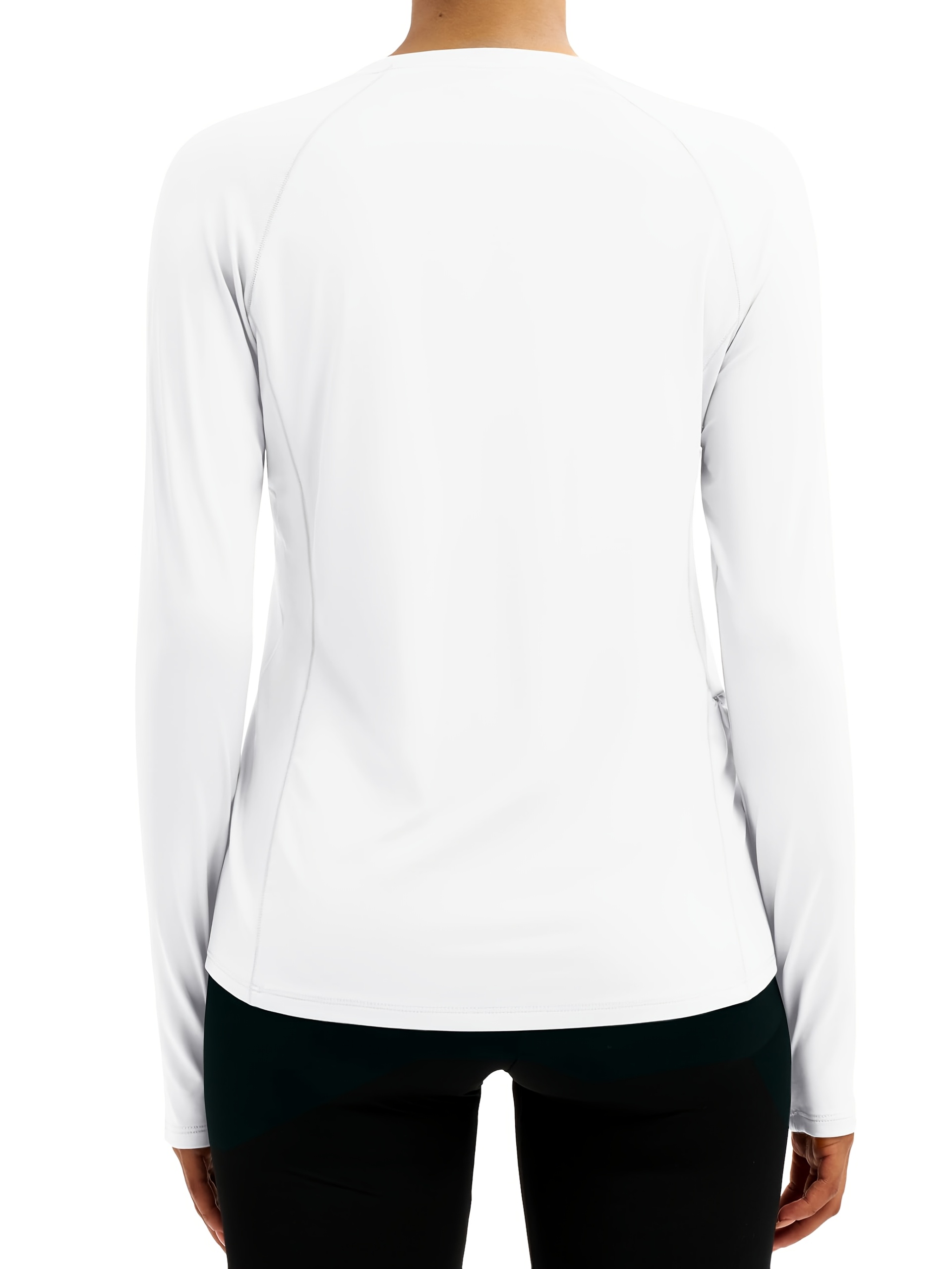 Women'S Long-sleeved Protection Shirts UPF 80+ Workout Top With Thumb Holes Crew Neck 