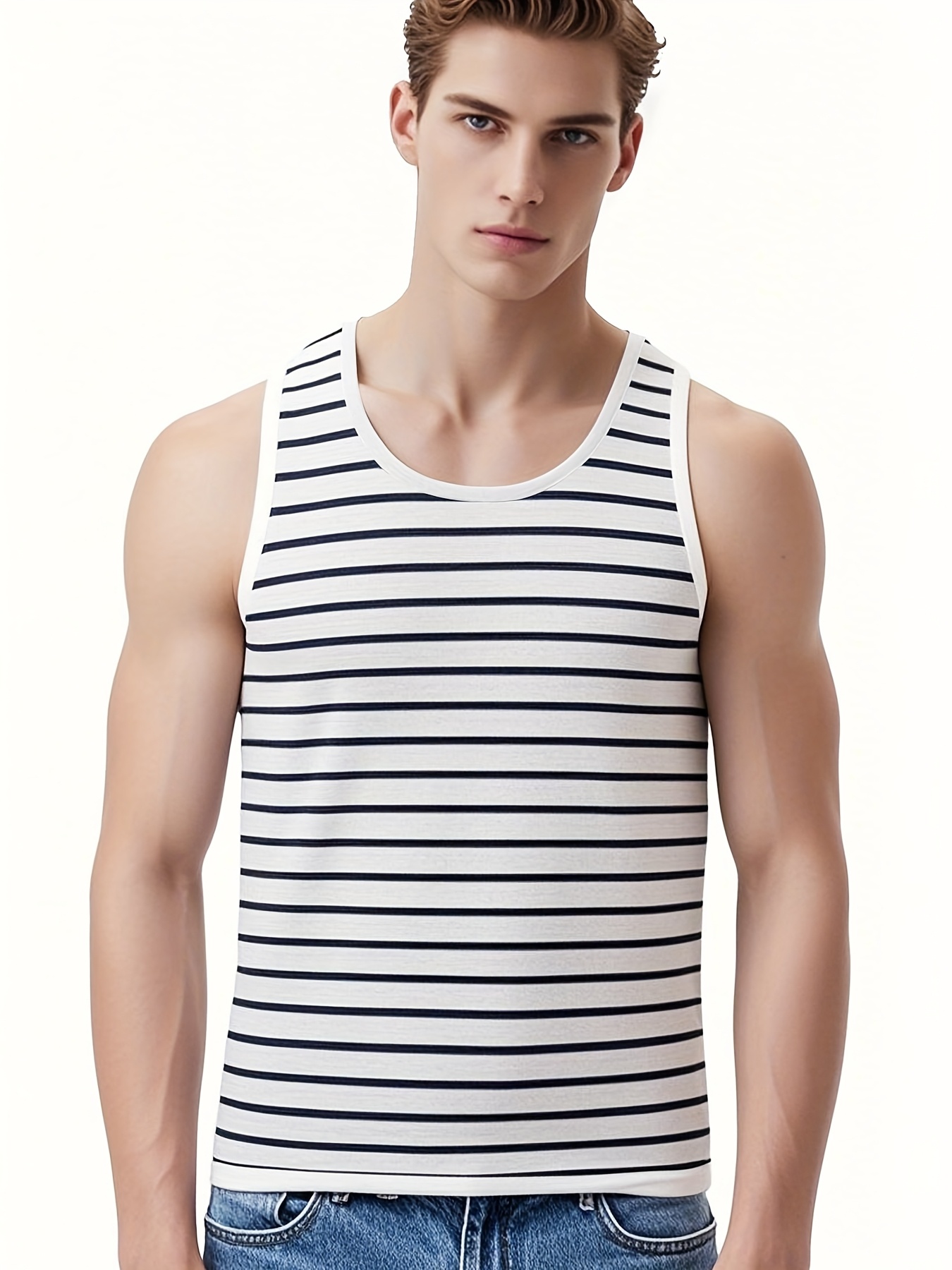 Men's Stylish Striped Sleeveles Tank Top 
