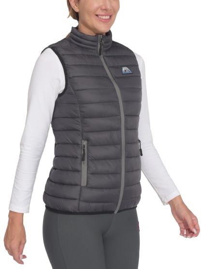 Women's Lightweight UFFE Vest - 100% Polyester Casual Outdoor Zipper Front Puffer Jacket, Machine Washable Solid Color for Hiking & Cold Weather, Hiking Vest| Round Neckline Top| Durable Zipper