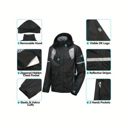  Reflective Men's Running Cycling Rain Jacket