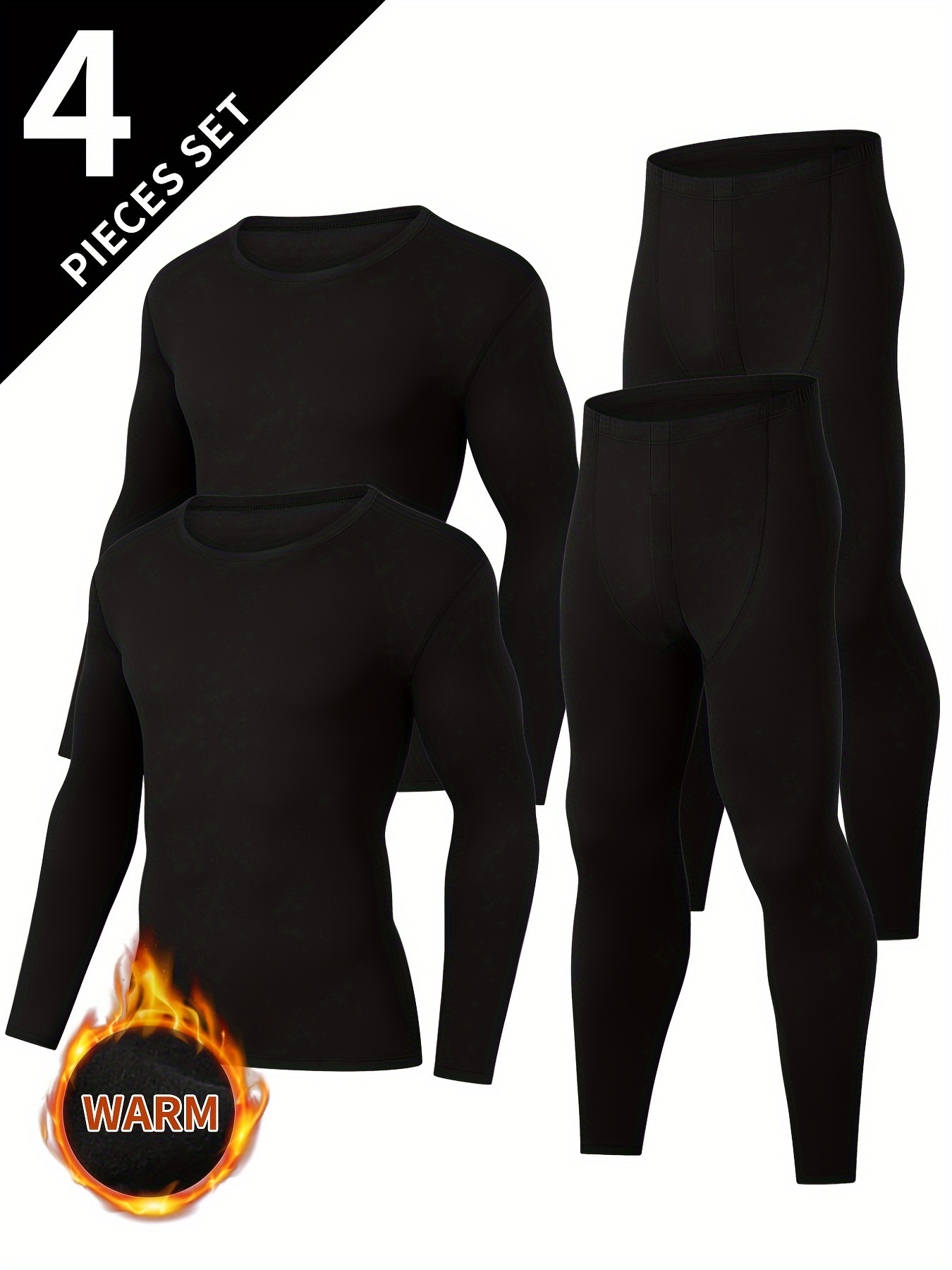 4PCS Men's Thermal Baselayer Set