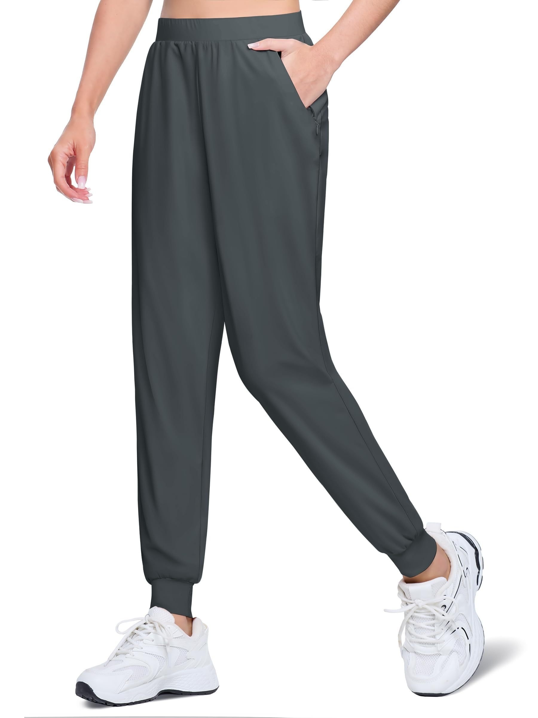 Women's High-Waisted Quick-Dry Sports Pants with 3 Zipper Pockets 