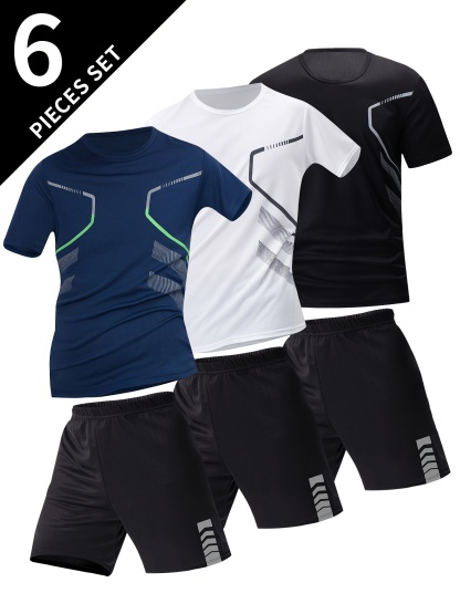 6pcs Men's Summer Short Sleeve Suit 