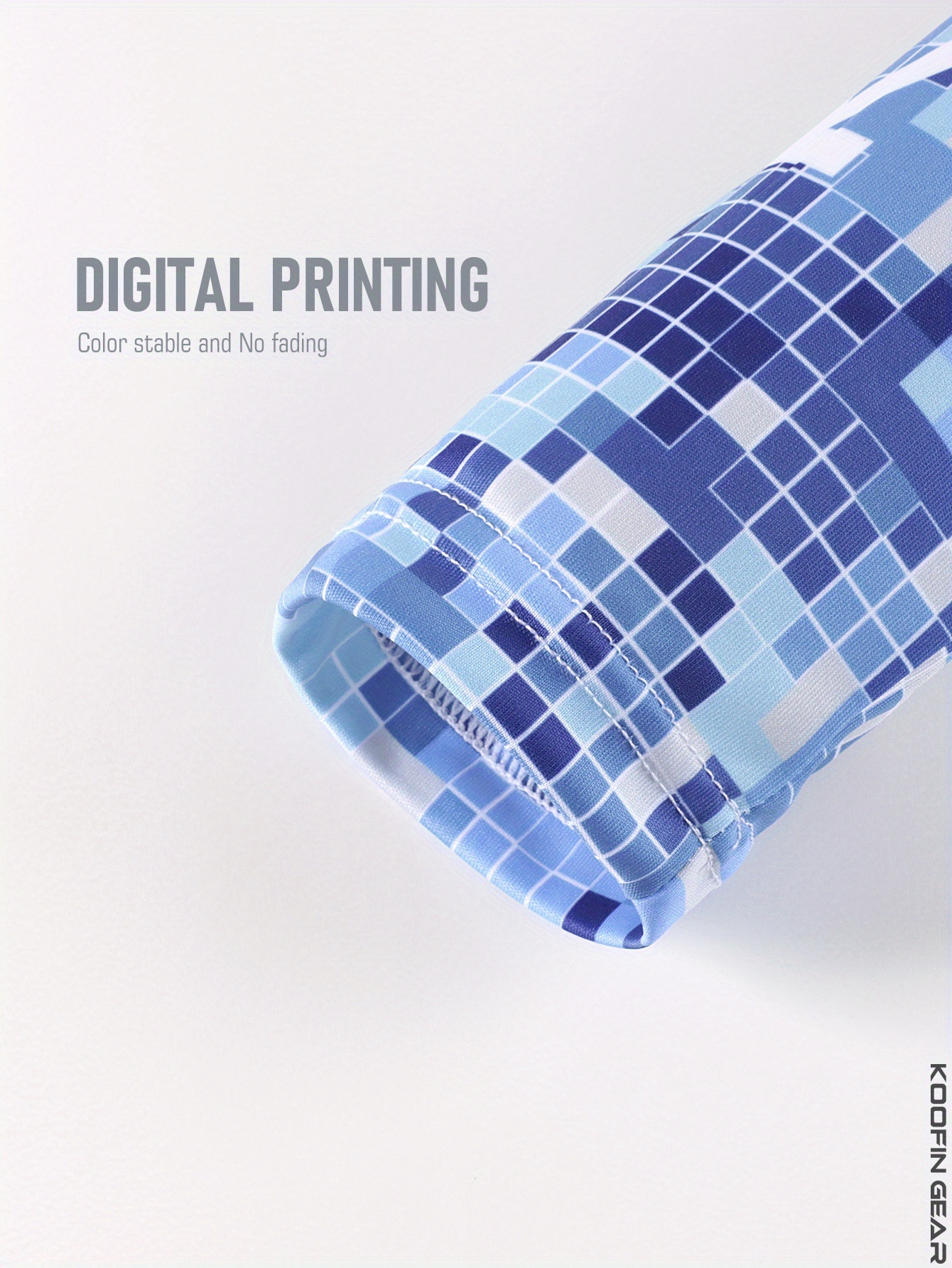 Men's High-Performance Mosaic Blue Camo Hooded Fishing Shirt