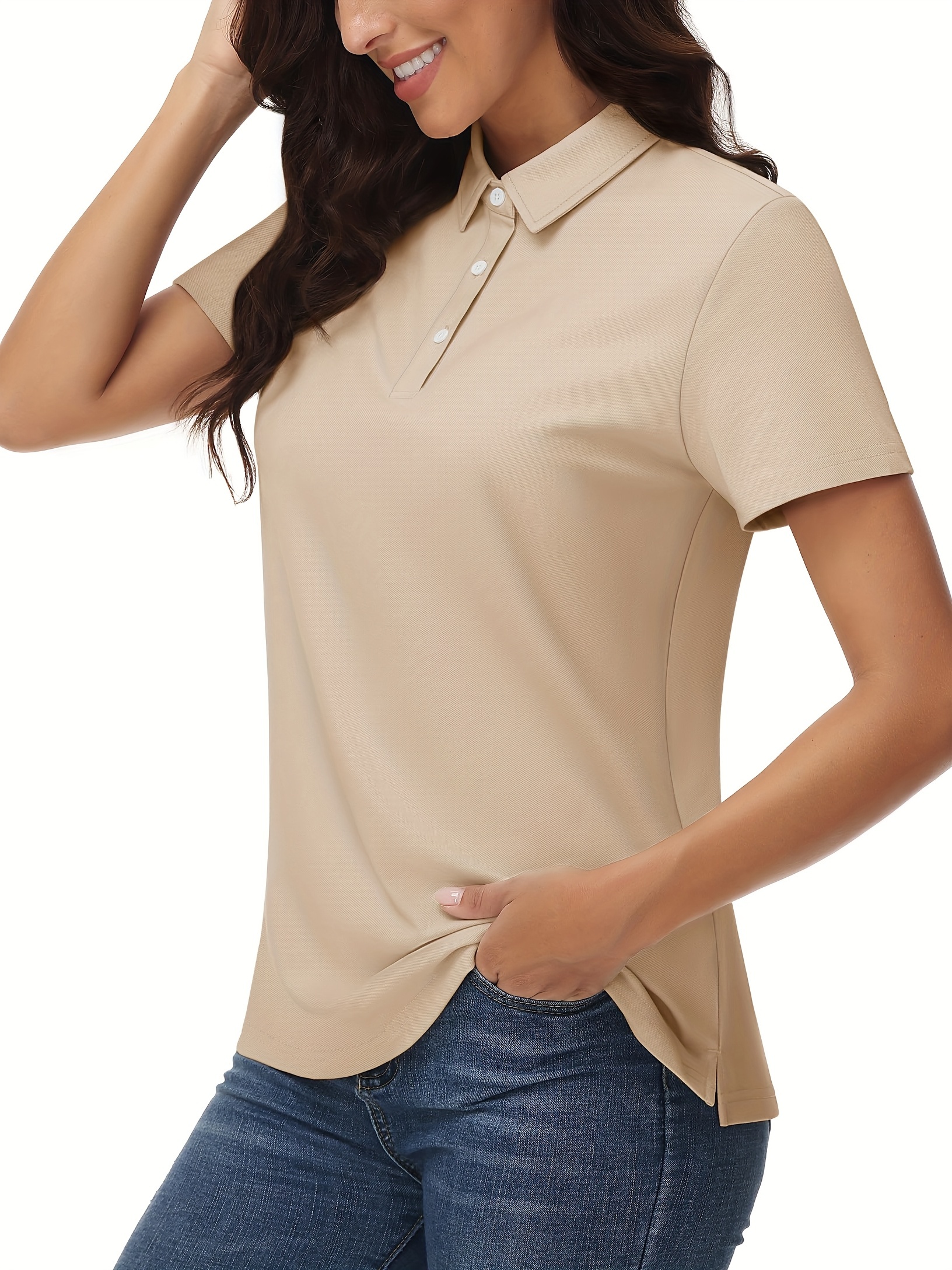 Women's Retro Slim Fit Cotton Shirt - 3-Button Collar,