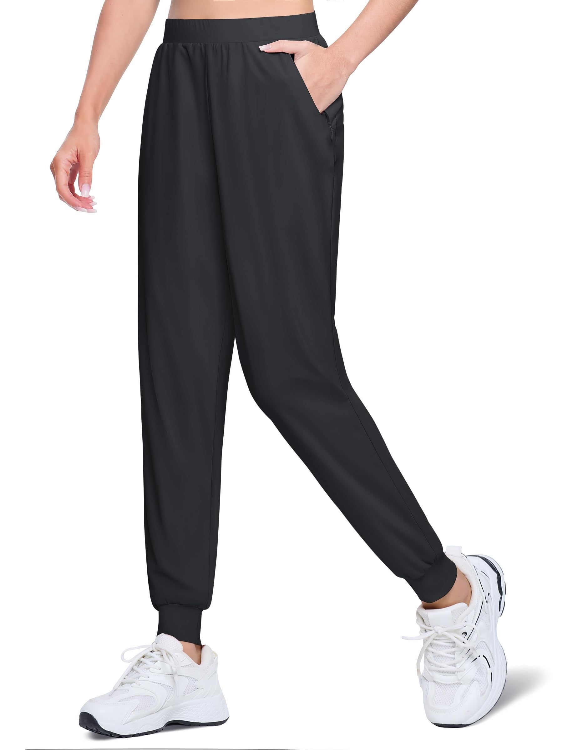 Women's High-Waisted Quick-Dry Sports Pants with 3 Zipper Pockets 