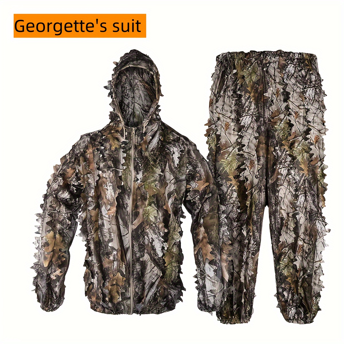 3D Leaf Camouflage Hunting Zippered Jacket & Pants