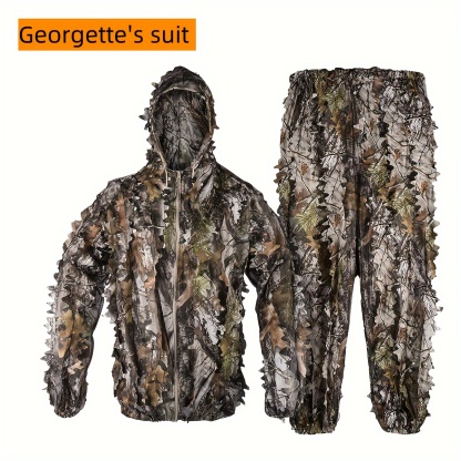 3D Leaf Camouflage Hunting Zippered Jacket & Pants