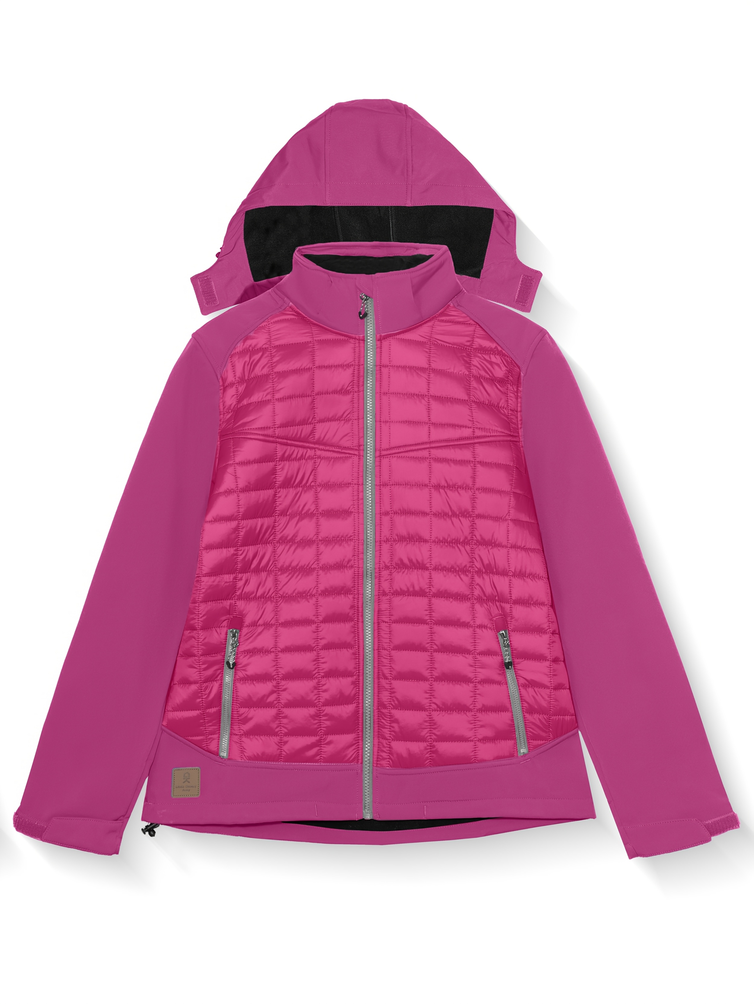 Women's Lightweight Insulated Hybrid Jacket for Hiking Running Ski Thermal Warm with Removable Hood