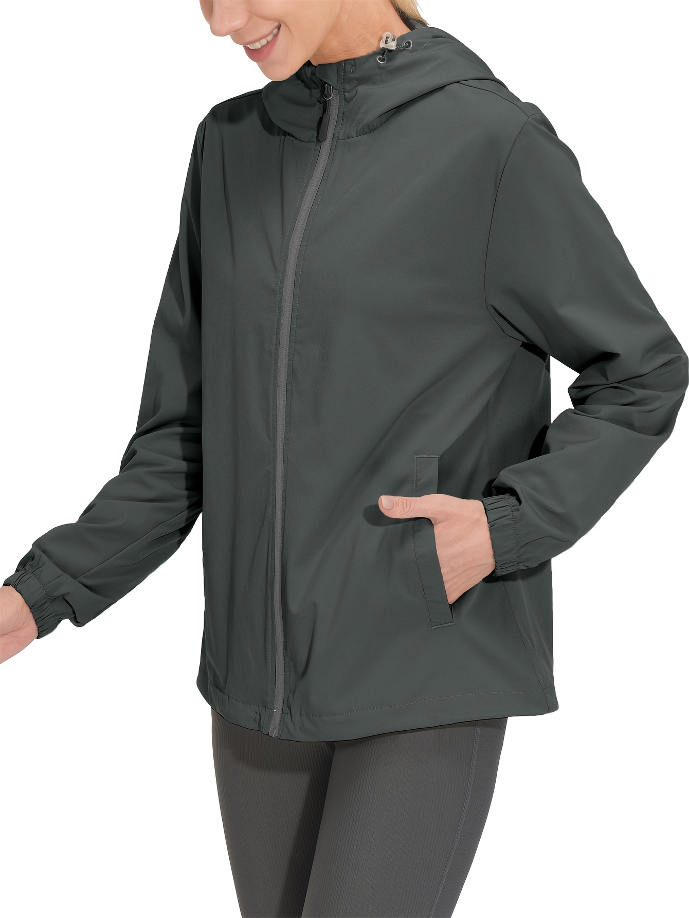 Women's Lightweight Running Windbreaker with Hood Windproof Stretch UPF50+ Jacket